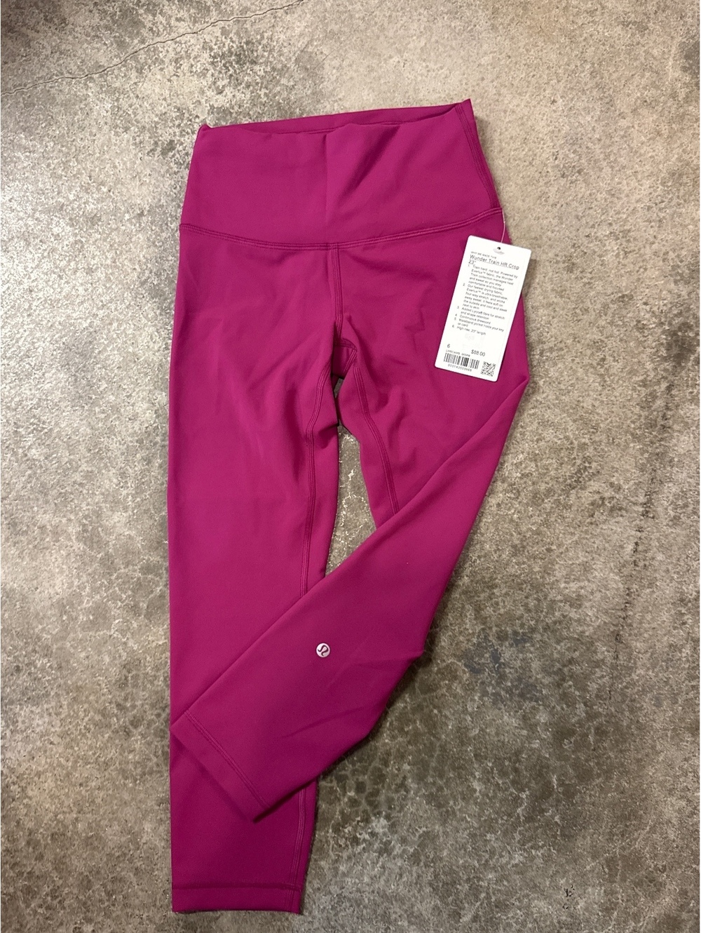 Lululemon Wunder Train HR Crop 23" High-Rise Crop Leggings Size 6 in Deep Pink